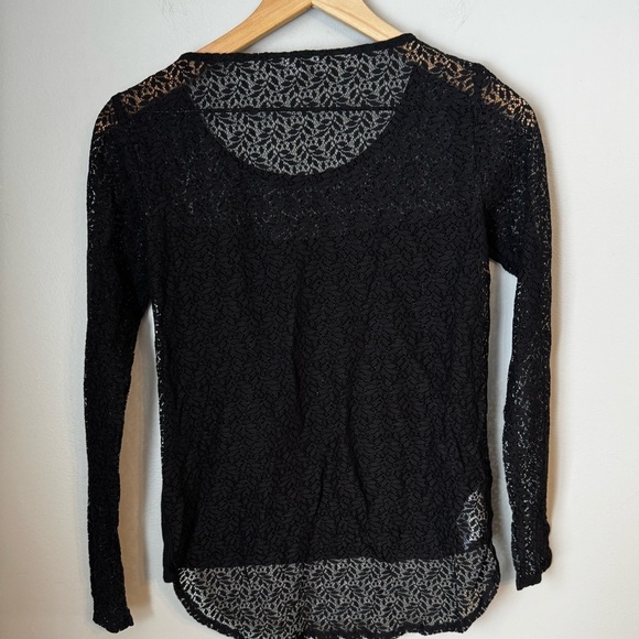 BCBG Generation Whimsigoth Witchy Y2K Retro Black Lace Long Sleeved Top Size XS - Picture 3 of 7